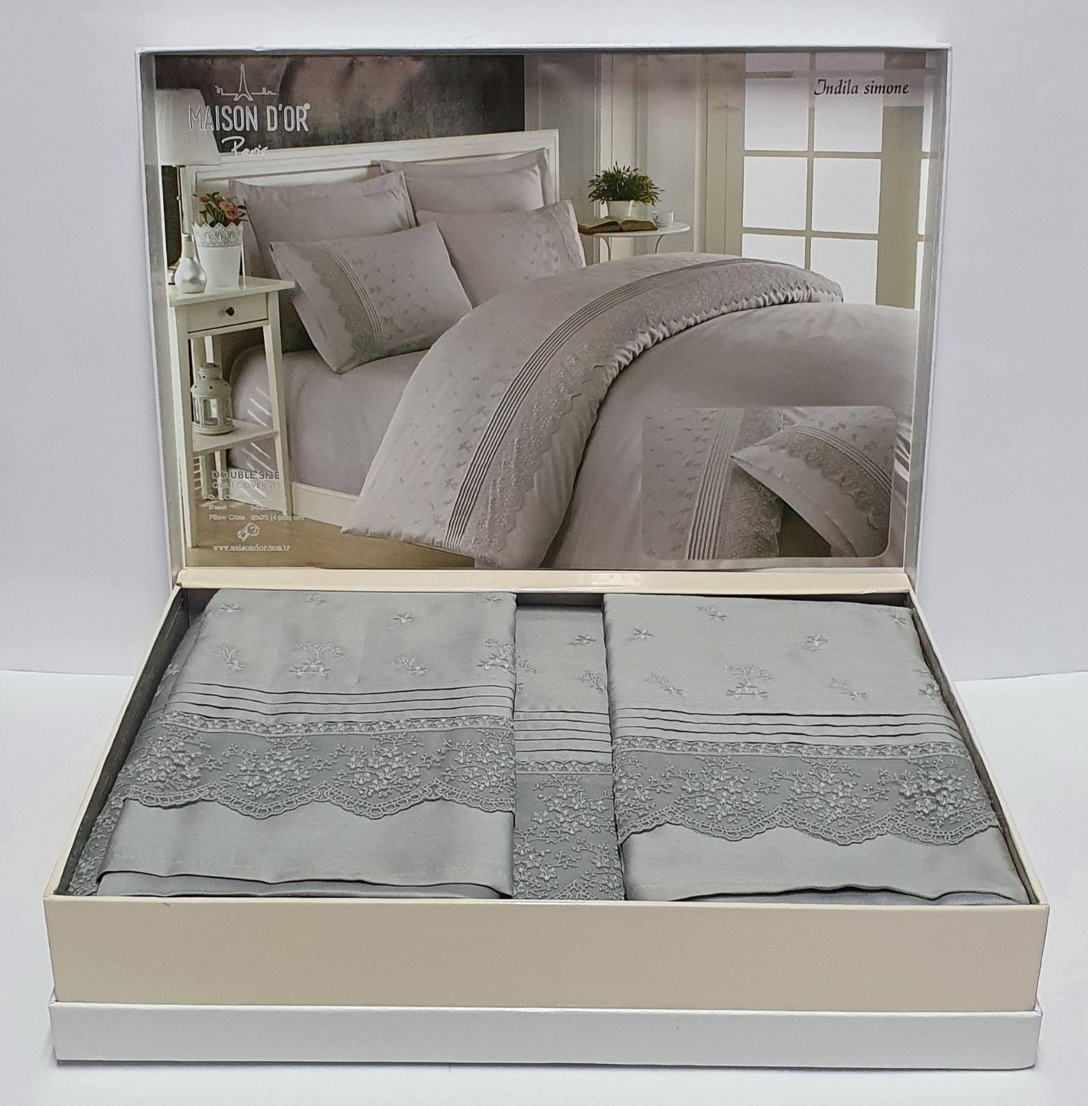 Комплект постельного белья Maison D'or R J.Simone с кружевом 200х220 Grey (CN6147)