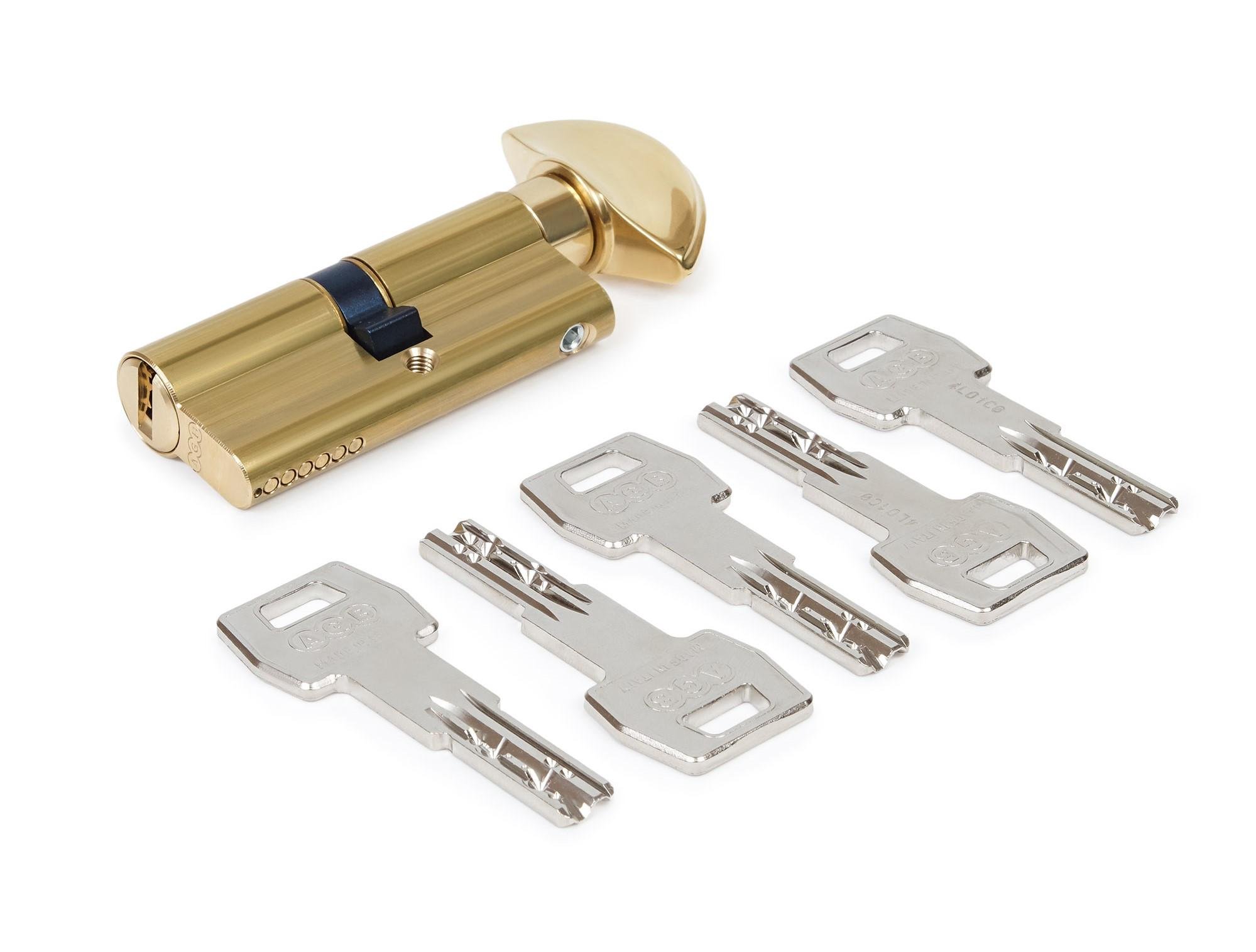 Цилиндр AGB SCUDO 5000 PS 80 мм 40/40Т ключ/тумблер Латунь (СА2001.35.35)