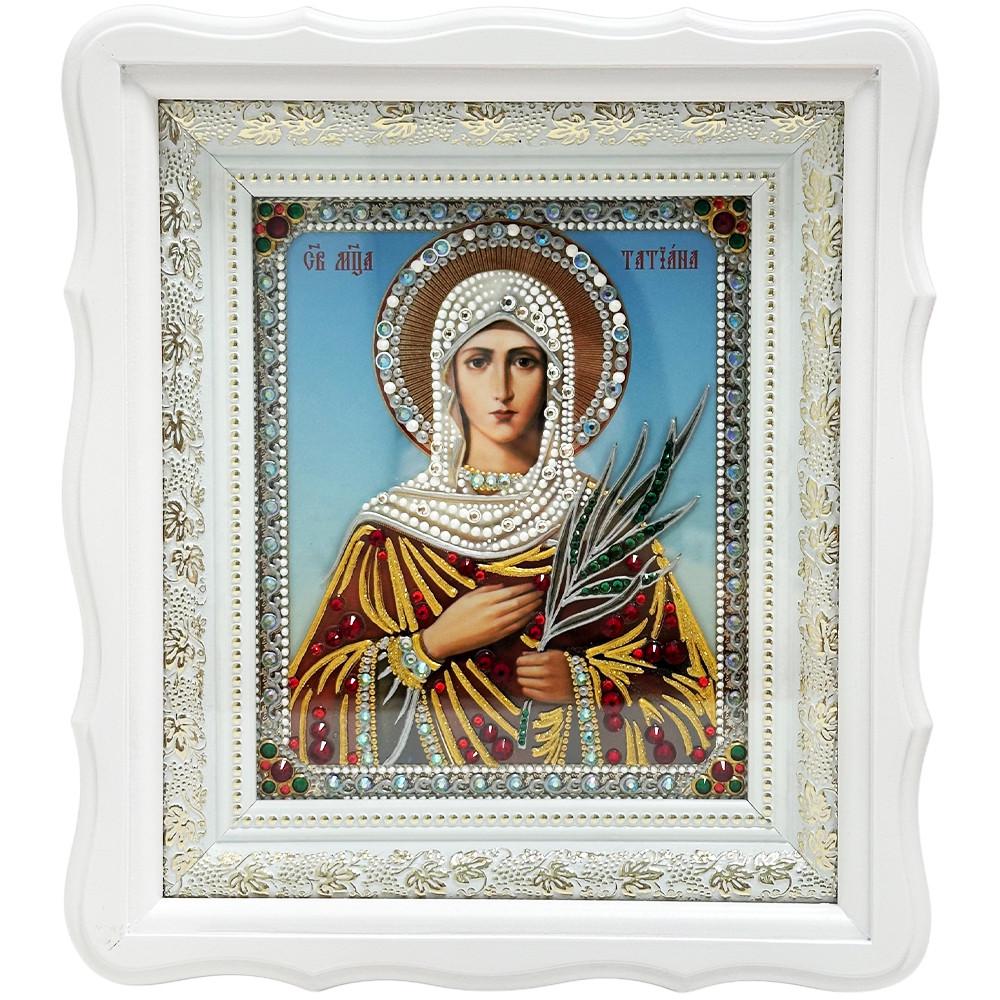 Ікона Свята Тетяна на склі в білій рамі (201012188)