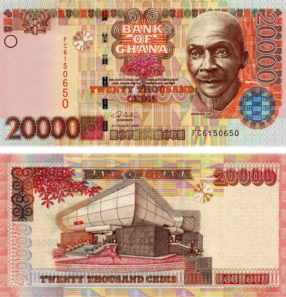Коллекционная банкнота Гана 20000 седи 2006 UNC P36b (Б12617)