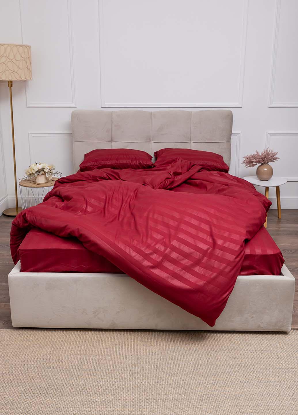 Комплект постільної білизни Страйп євро Червоний (23109) Комплект постільної білизни Страйп євро Червоний (23109)