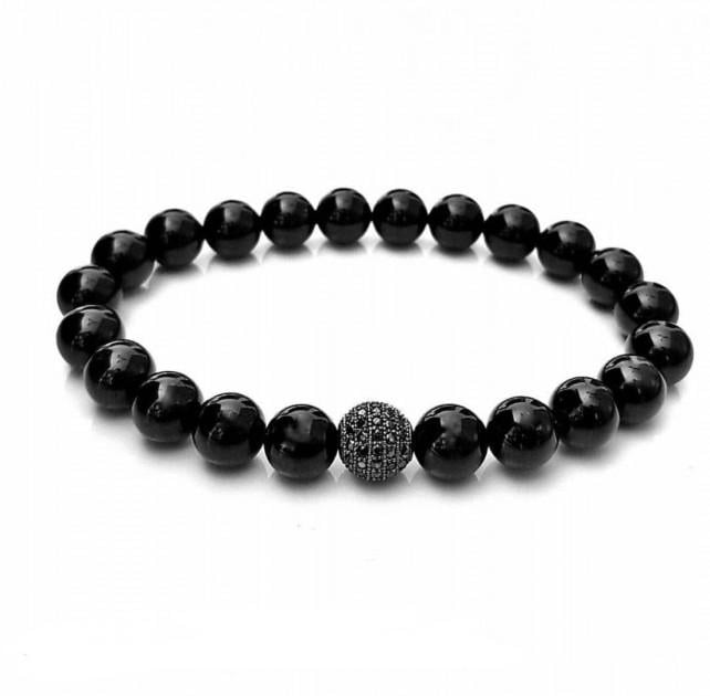 Браслет из агата с шармом р. 15 Черный (90034)