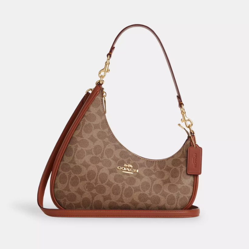 Женская сумка Coach Twisted Teri Shoulder Bag In Signature Canvas Signature Canvas/IM/Tan/Caramel