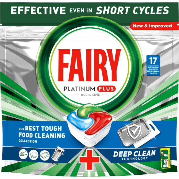 Таблетки для посудомийних машин безфосфатні Fairy Platinum Plus All in One Fresh Herbal Breeze 17 шт. (8006540728772)