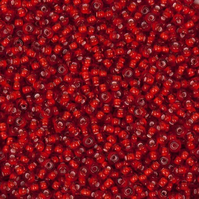 Бисер №10 Чехия прозрачный мелованный Красный (95076)