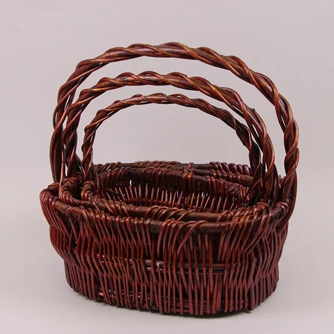 Комплект кошиків з лози Flora 3 шт. Коричневий (37538)