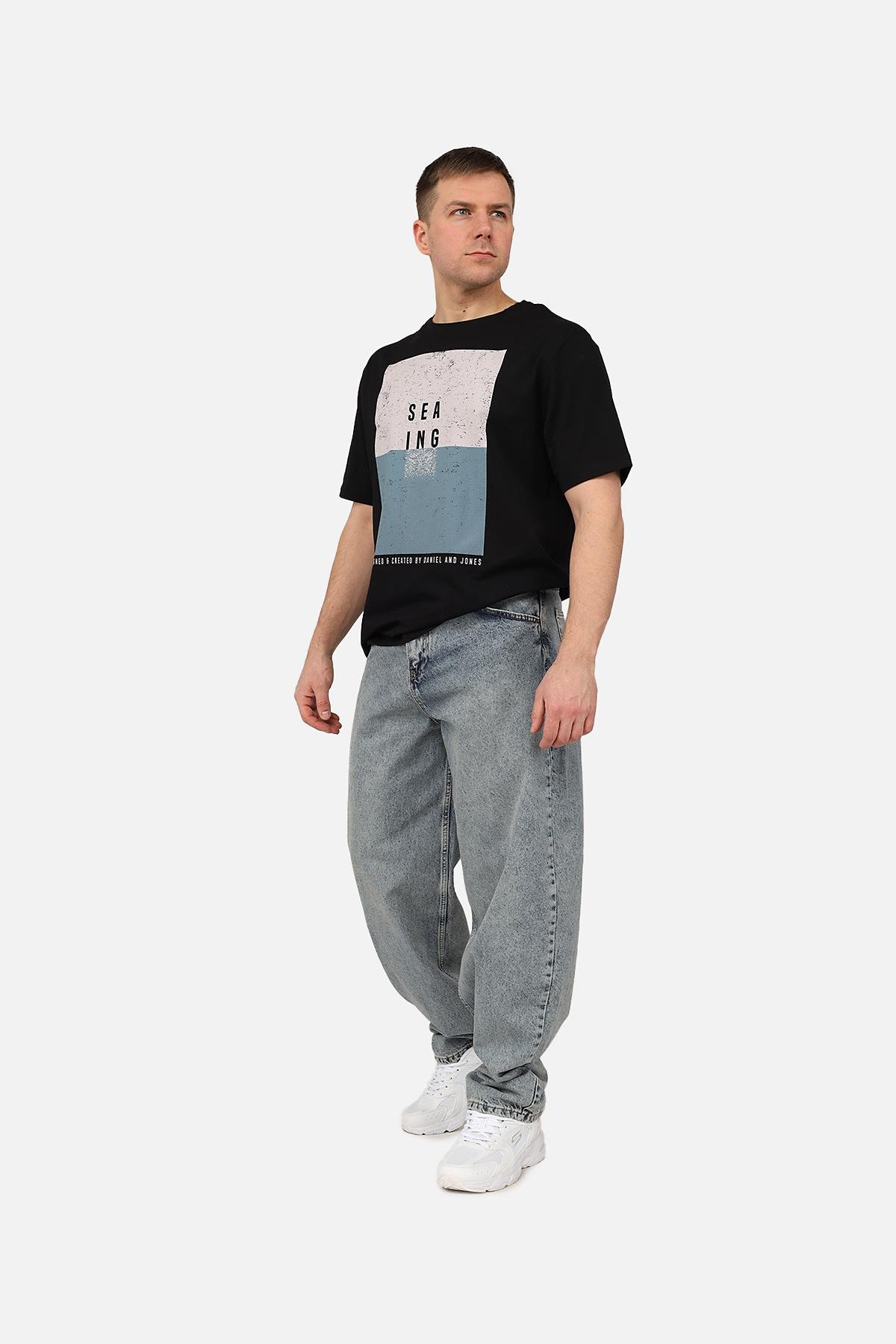 Футболка мужская ЦБ-00270052 с коротким рукавом р. 52 Черный (SKT001045241)