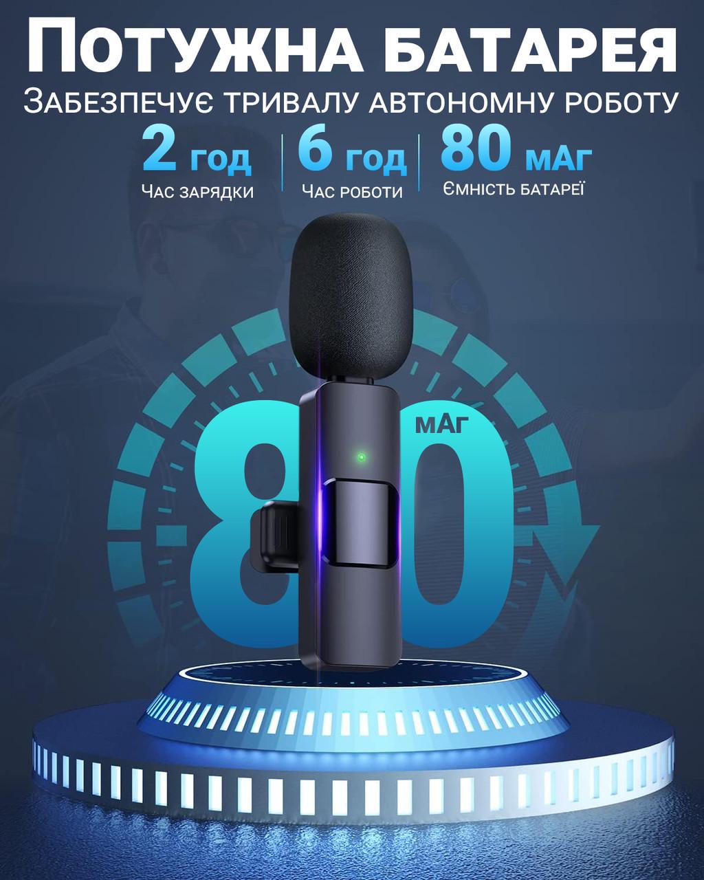 Петличка беспроводная Savetek P29 3в1 Lightning/Type-C/miniJack для смартфона/ноутбука/планшета - фото 7