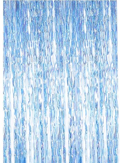 Дождик для фотозоны волнистый с голограммой 2x1 м Голубой (В3005)
