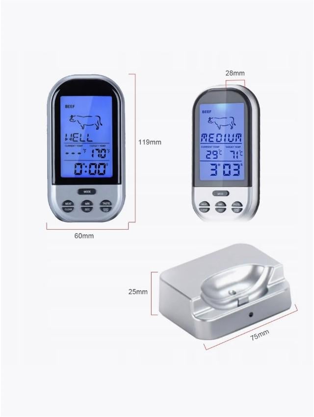 Щуп для мяса кухонный BRS TS-BN52 беспроводной с дисплеем/таймером/пультом (472335344) - фото 4
