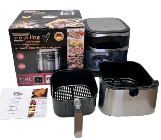 Мультипечь ZepLine с двумя тенами 4200 Вт 12 л Черно-серый (ZP-216)