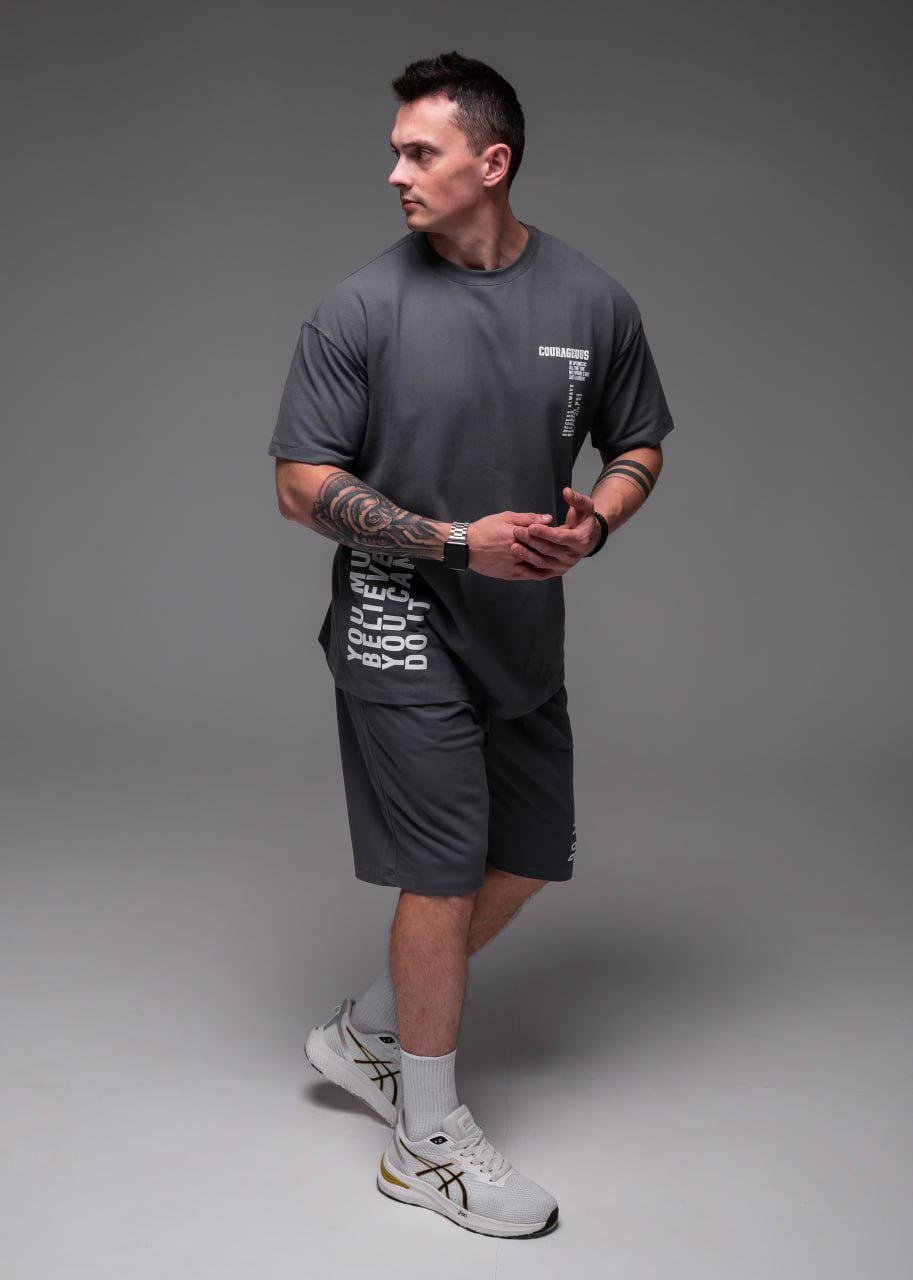 Прогулочный костюм мужской Must Believe оверсайз M Графитовый (2385) - фото 1