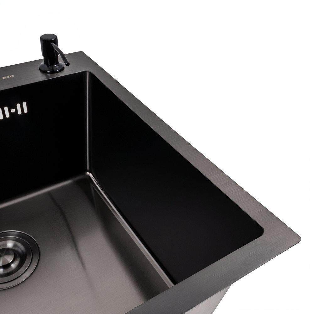 Мийка кухонна PVD Valeso Handmade ECN 2,0/0,5 50х50 см Чорний - фото 3