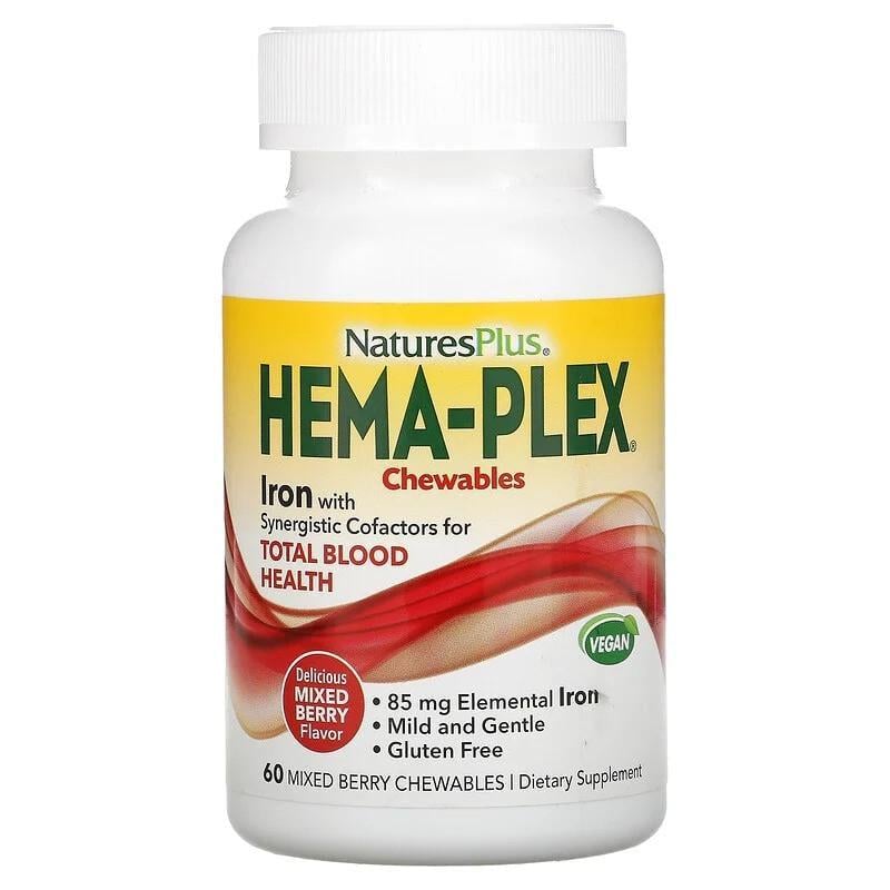 Хема-плекс Nature's Plus Hema-Plex железо с кофакторами ягодное ассорти 60 жевательных пастилок (1502886623)