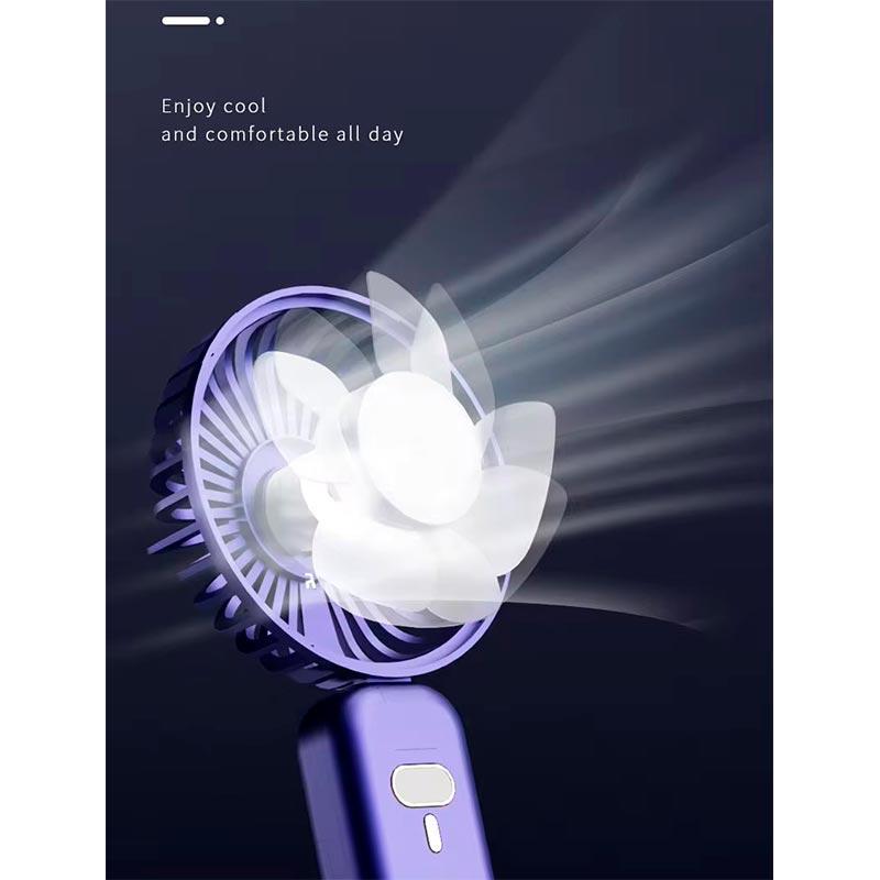 Вентилятор ручний Digital Display Folding Handheld Small Fan Mini Air Cooler 5 Level Sliding Base Lilac (ME0020290) - фото 6