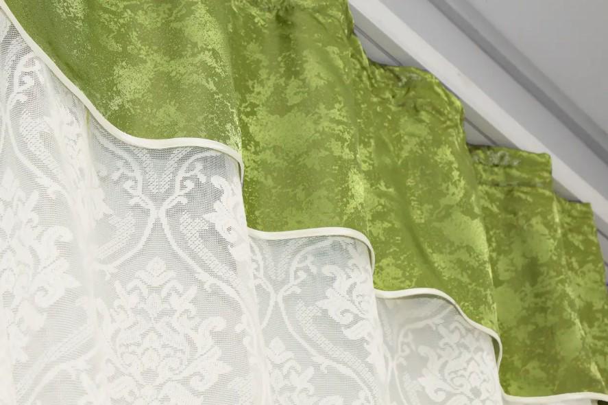 Комплект штор на кухню с ламбрекеном 270х155 см Молочный/Оливковый (00к 59-497) - фото 3 Комплект штор на кухню с ламбрекеном 270х155 см Молочный/Оливковый (00к 59-497) - фото 3