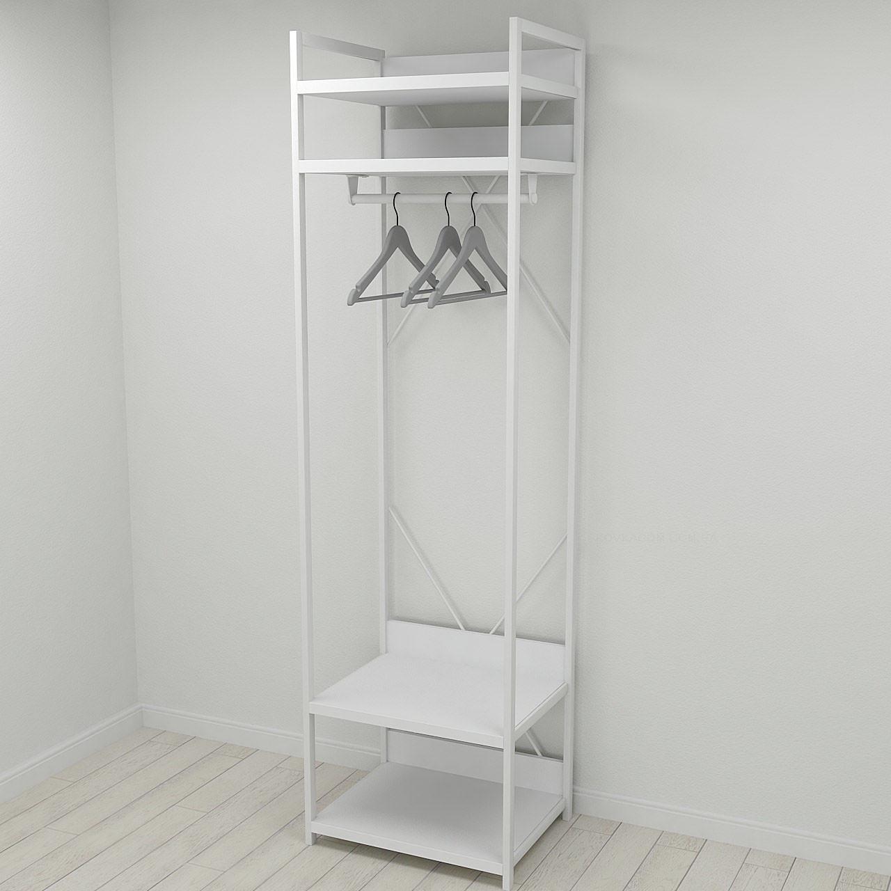 Шкаф Ferrum-decor Гардероб Уни секция 2 серии Конект металл/ДСП 32 мм 220x60x50 см Белый/Белый (FRD-104543)