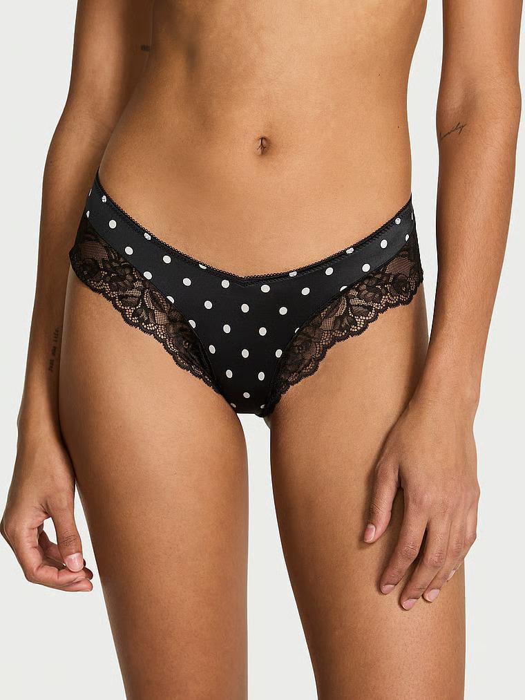 Трусики чики Victoria's Secret Very Sexy Rose Lace-Trim High-Leg Cheeky Panty M Черный (27193765)