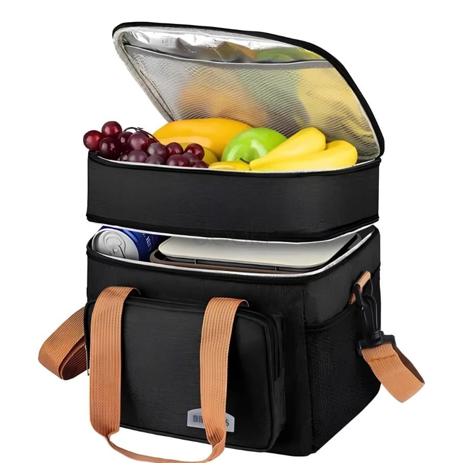 Сумка-холодильник на 2 отделения с ручкой через плечо 26х25х18 см 12 л Черный (172-2) - фото 5 Сумка-холодильник на 2 отделения с ручкой через плечо 26х25х18 см 12 л Черный (172-2) - фото 5