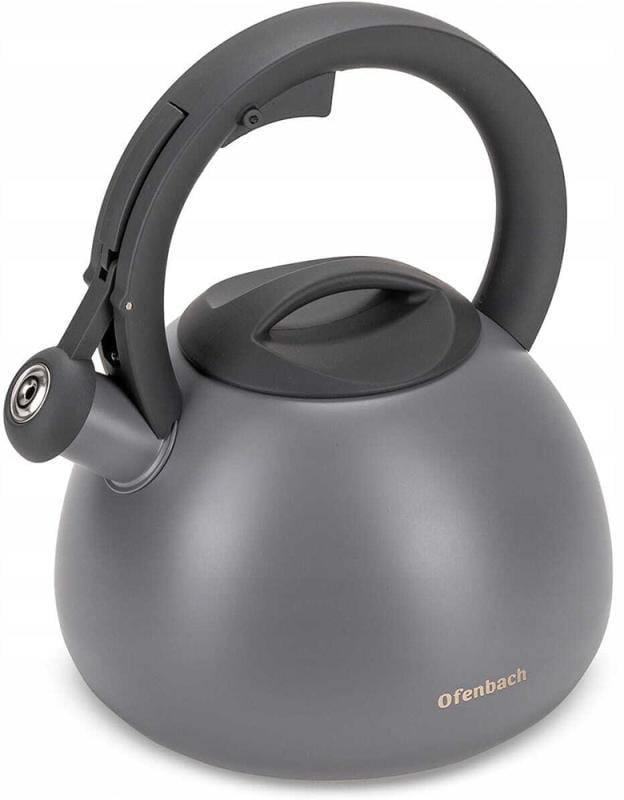 Чайник Ofenbach нержавеющая сталь со свистком 2,7 л Серый матовый (NB-100321) - фото 1 Чайник Ofenbach нержавеющая сталь со свистком 2,7 л Серый матовый (NB-100321) - фото 1