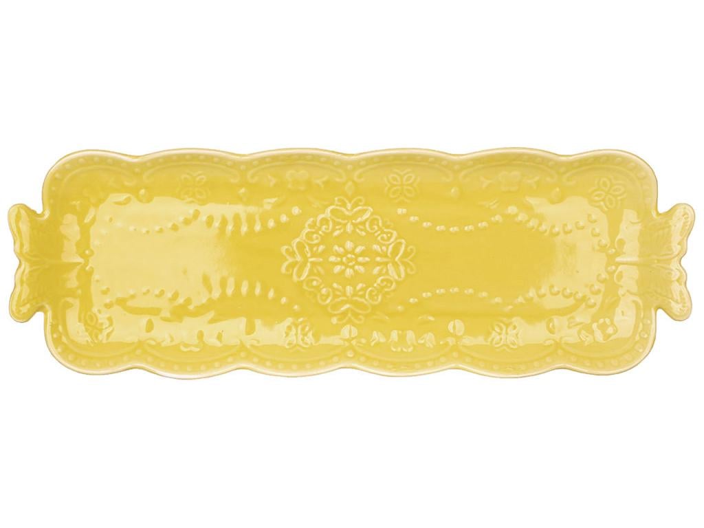 Блюдо фарфоровое прямоугольное Бабочка 32х11х2 см Желтый (BDI-888-153)