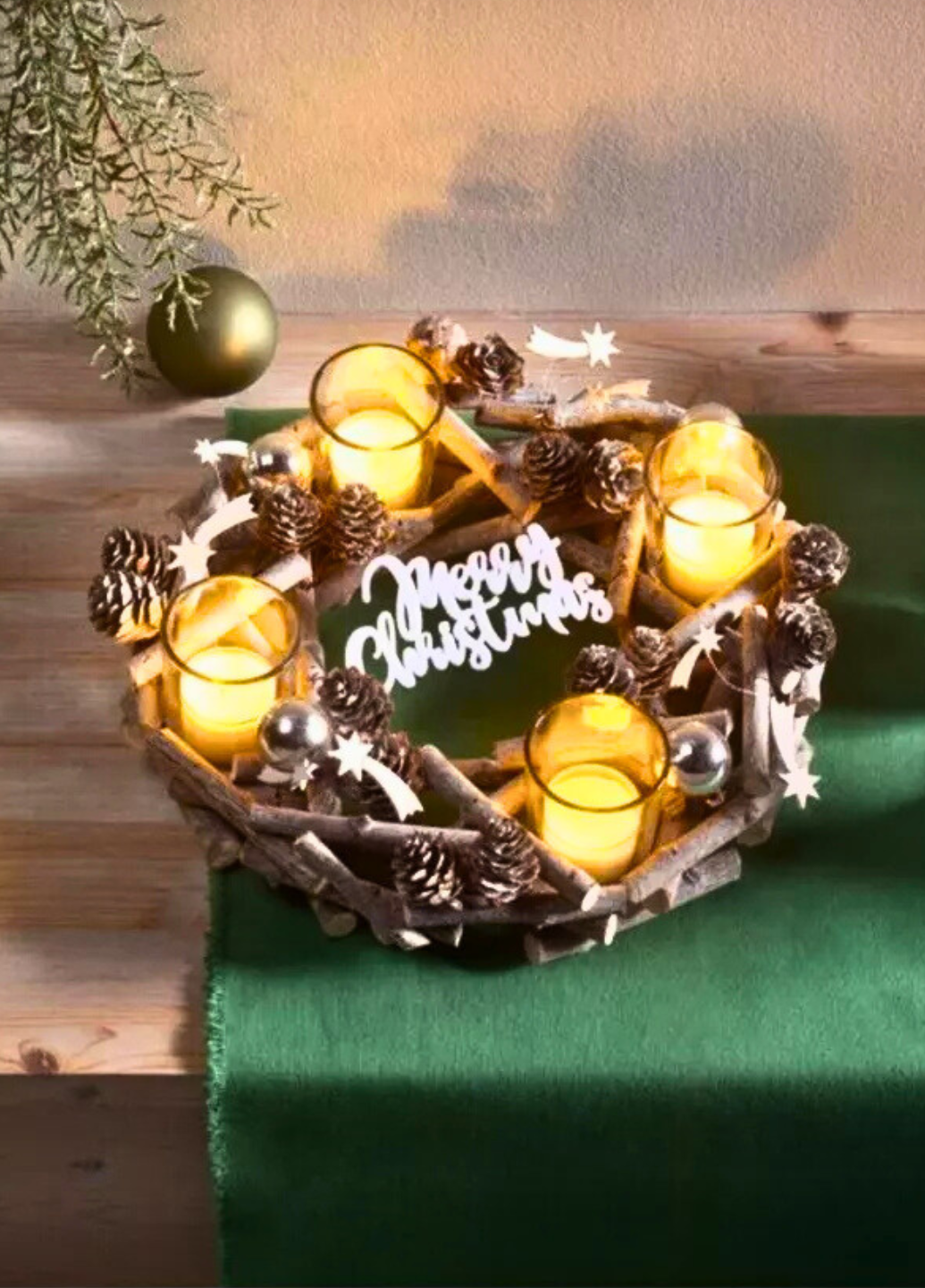 Рождественский венок-подсвечник Livarno Home Winter Magic из натуральных материалов 28 см Серебряный (7955) - фото 2 Рождественский венок-подсвечник Livarno Home Winter Magic из натуральных материалов 28 см Серебряный (7955) - фото 2