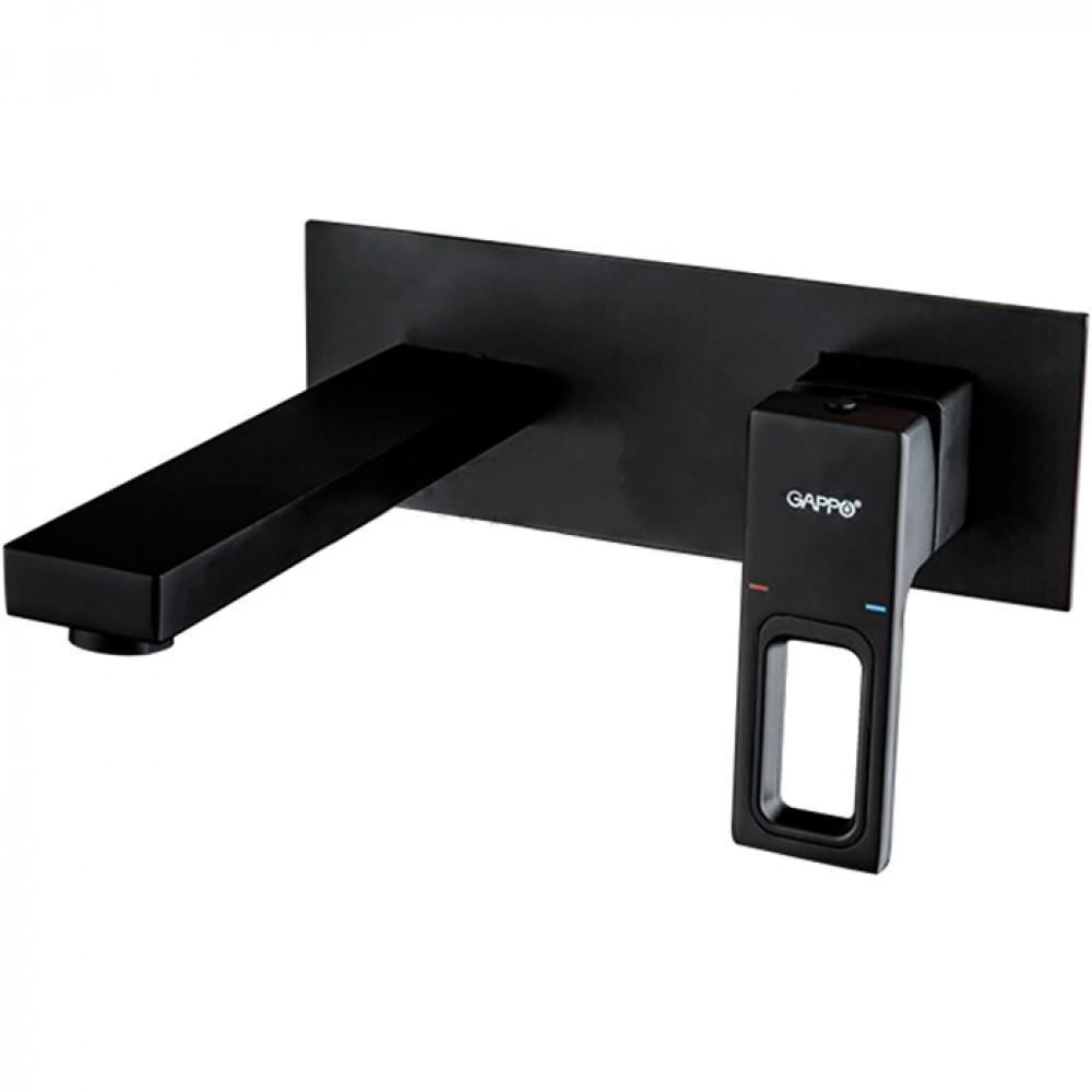 Смеситель для умывальника Gappo G1017-16 настенный однорычажный Черный (115050)