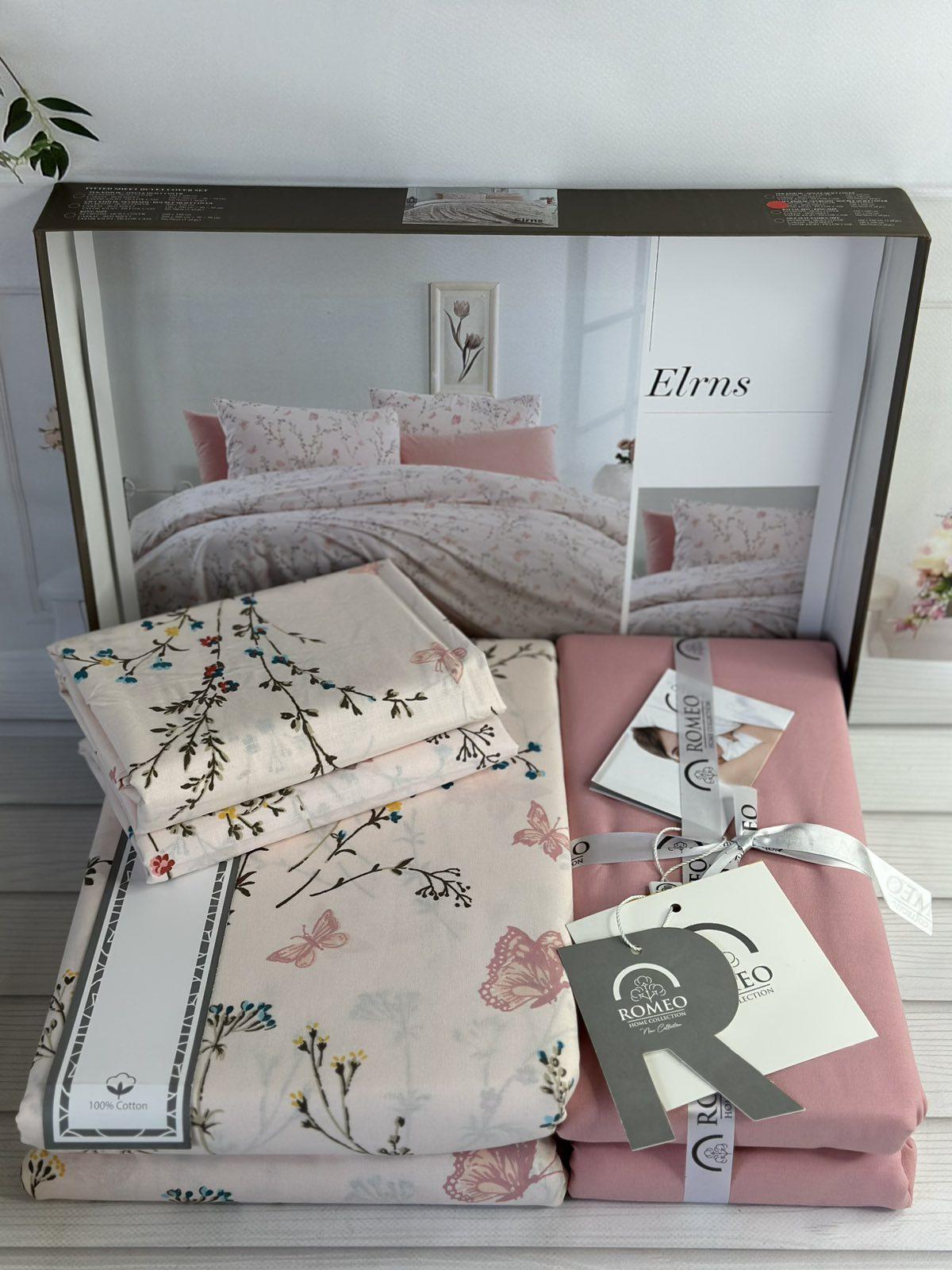 Комплект постільної білизни Elrns з квітами та метеликами поплін Євро Рожевий (Elrns1) - фото 3 Комплект постільної білизни Elrns з квітами та метеликами поплін Євро Рожевий (Elrns1) - фото 3