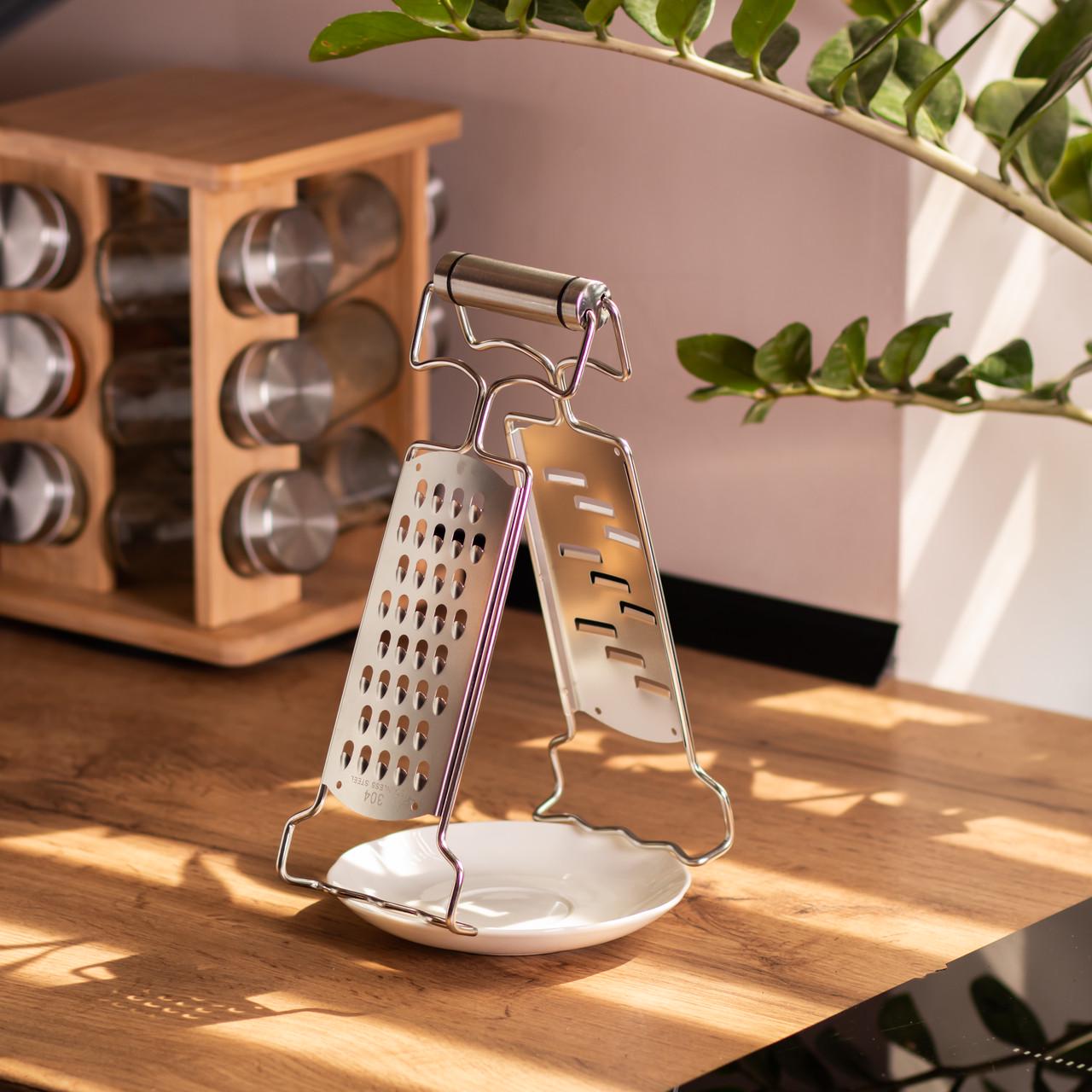 Терка-зажим двусторонняя из нержавеющей стали 9х4х24 см (HP-8-9) - фото 2 Терка-зажим двусторонняя из нержавеющей стали 9х4х24 см (HP-8-9) - фото 2