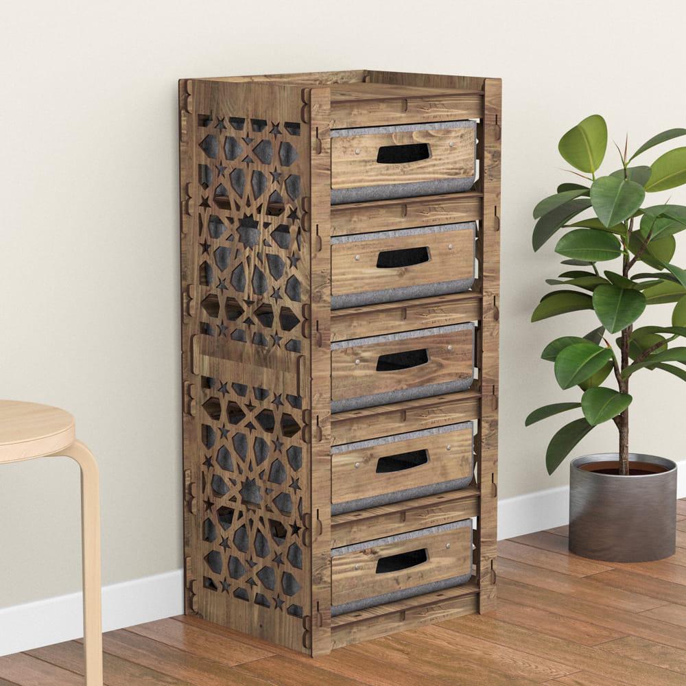 Комод для прихожей деревянный Hexagonica Arabic на 5 ящиков серые корзины 900х413х345 мм (111203) Комод для прихожей деревянный Hexagonica Arabic на 5 ящиков серые корзины 900х413х345 мм (111203)