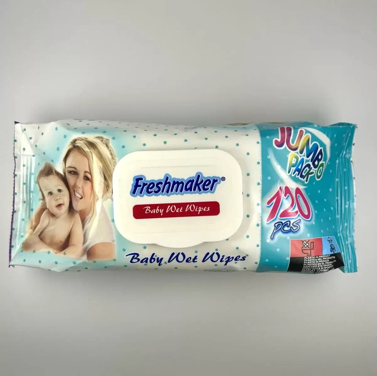 Вологі серветки дитячі Frеshmaker JUMBO PACK з клапаном 120 шт. (2219358535)