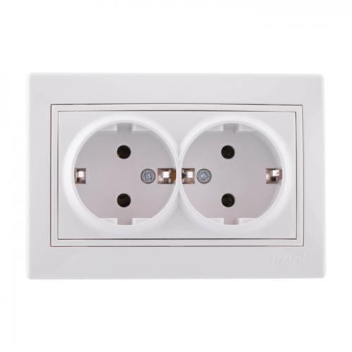 Розетка двомісна Lezard Mira з заземленням Білий (00000000564)