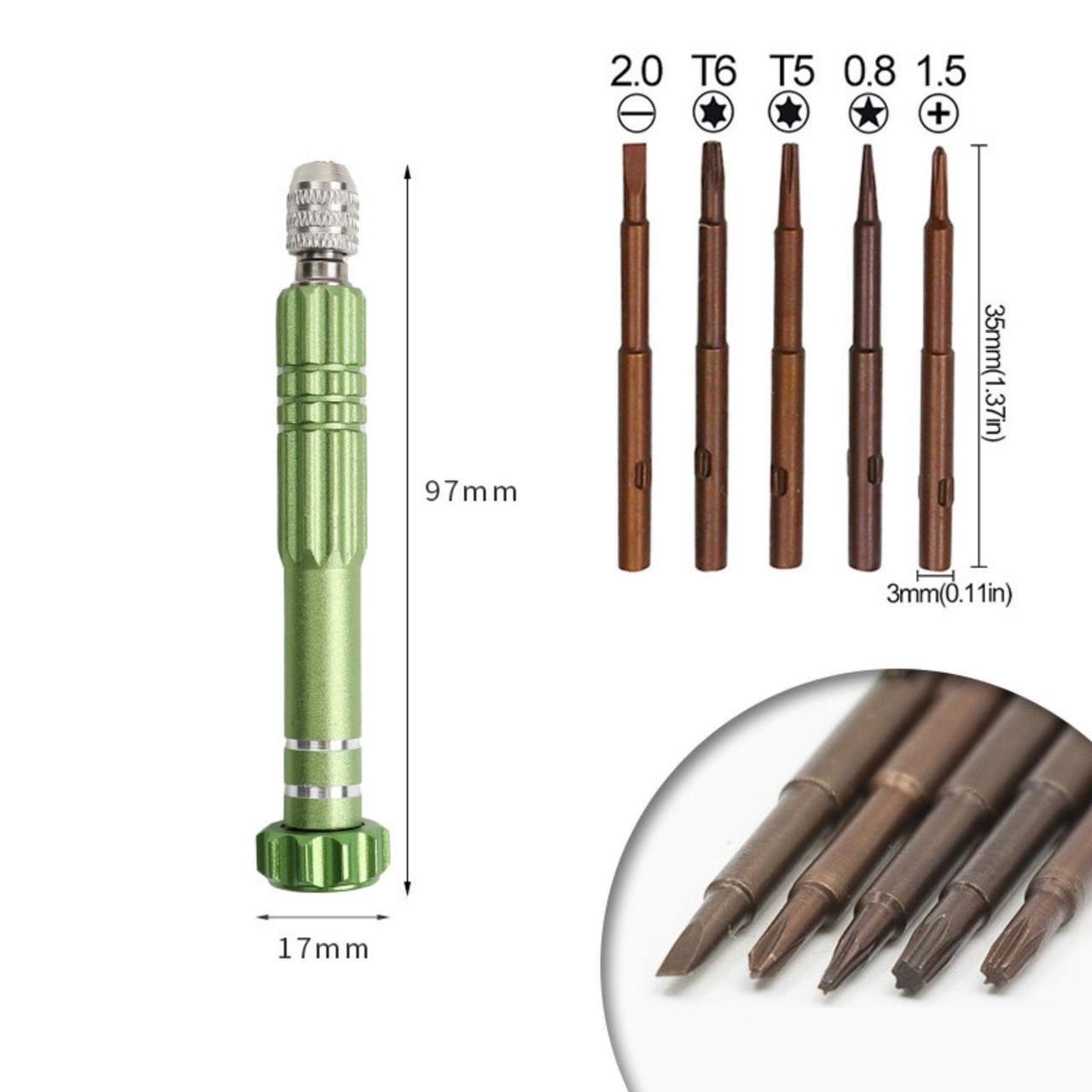 Викрутка прецизійна цангова | 5 намагнічених змінних жал Green (137758) - фото 5 Викрутка прецизійна цангова | 5 намагнічених змінних жал Green (137758) - фото 5