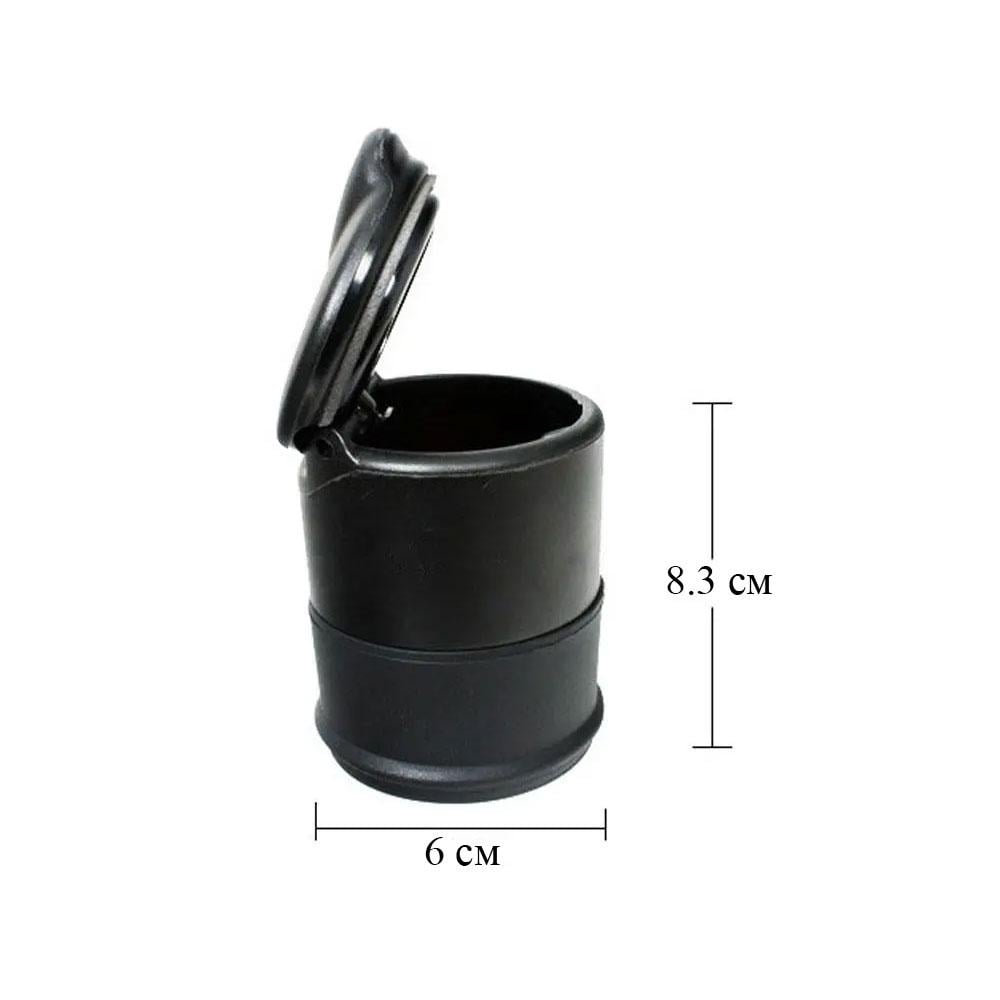 Попільничка автомобільна з кришкою і підсвічуванням матова Чорний (OK0034_4) - фото 6