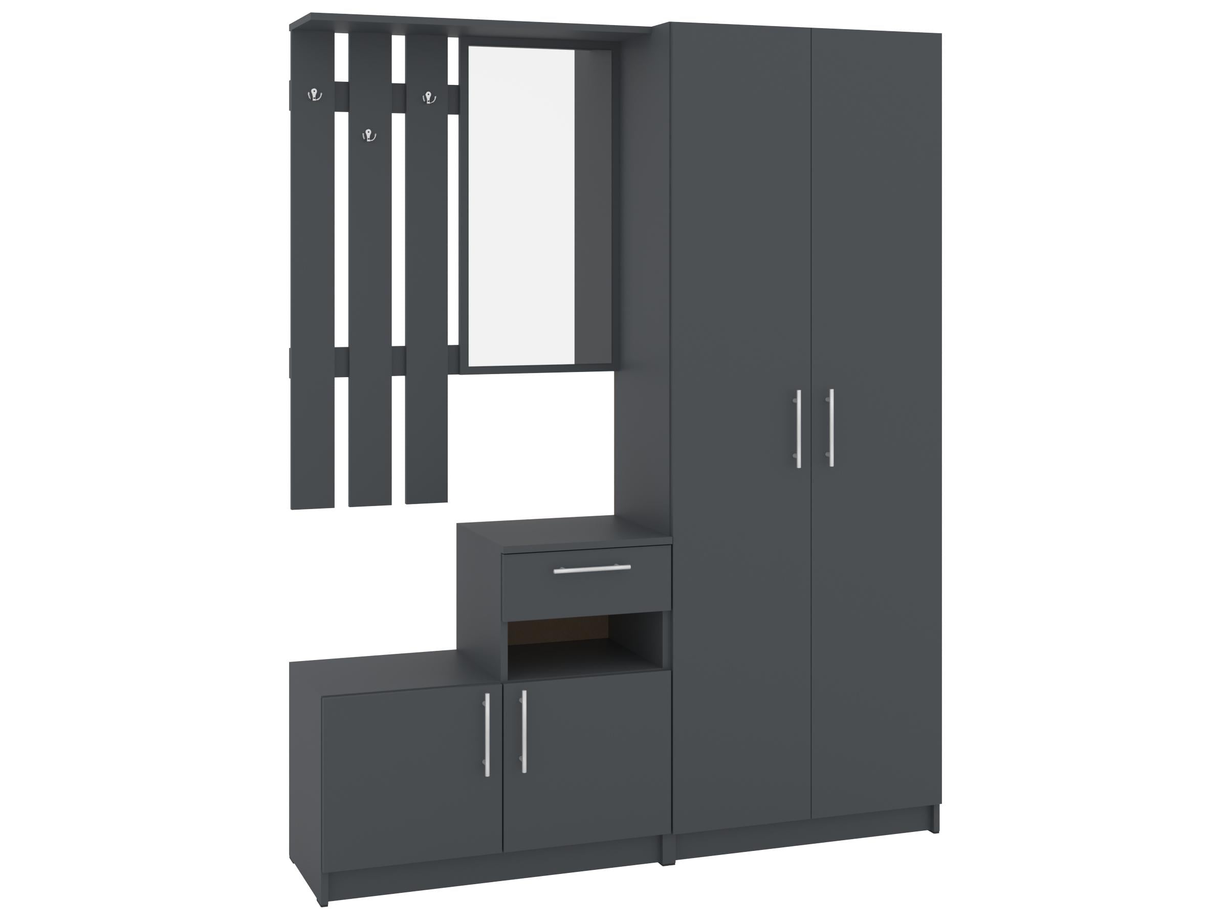 Прихожая PEHOTIN Ивона 150х38х191,6 см Антрацит (PN-101834) Прихожая PEHOTIN Ивона 150х38х191,6 см Антрацит (PN-101834)