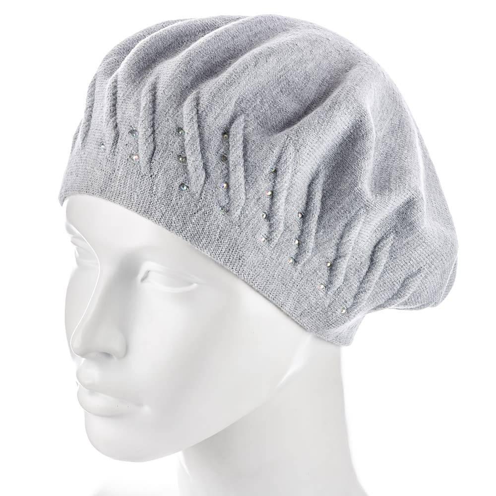 Берет женский Zolly ZH198 двойной тонкой вязки Светло-серый