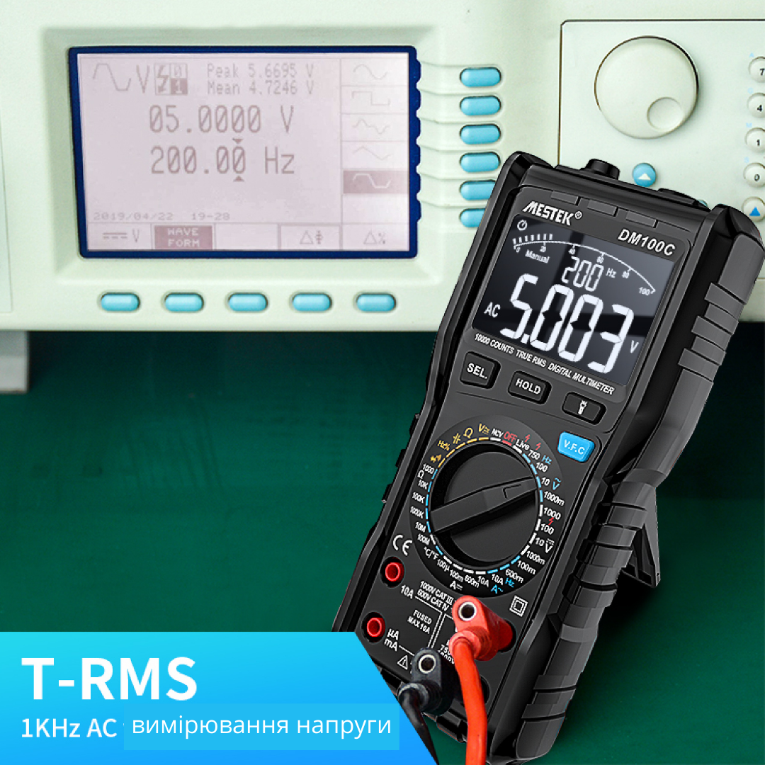 Мультиметр цифровой True RMS VFC NCV LIVE MESTEK DM100C на чипе DTM0660L с большой скоростью измерения Черный - фото 12