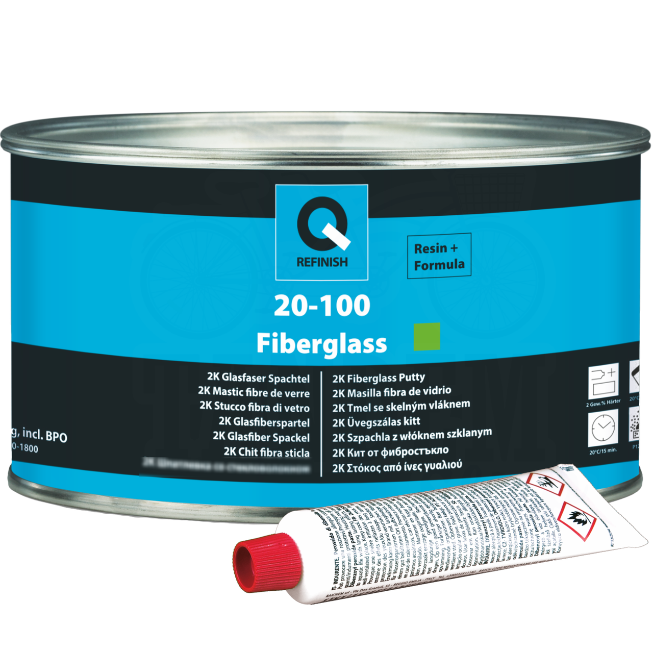 Шпатлевка со стекловолокном Q-REFINISH 20-100 Fiberglass 1,8 кг