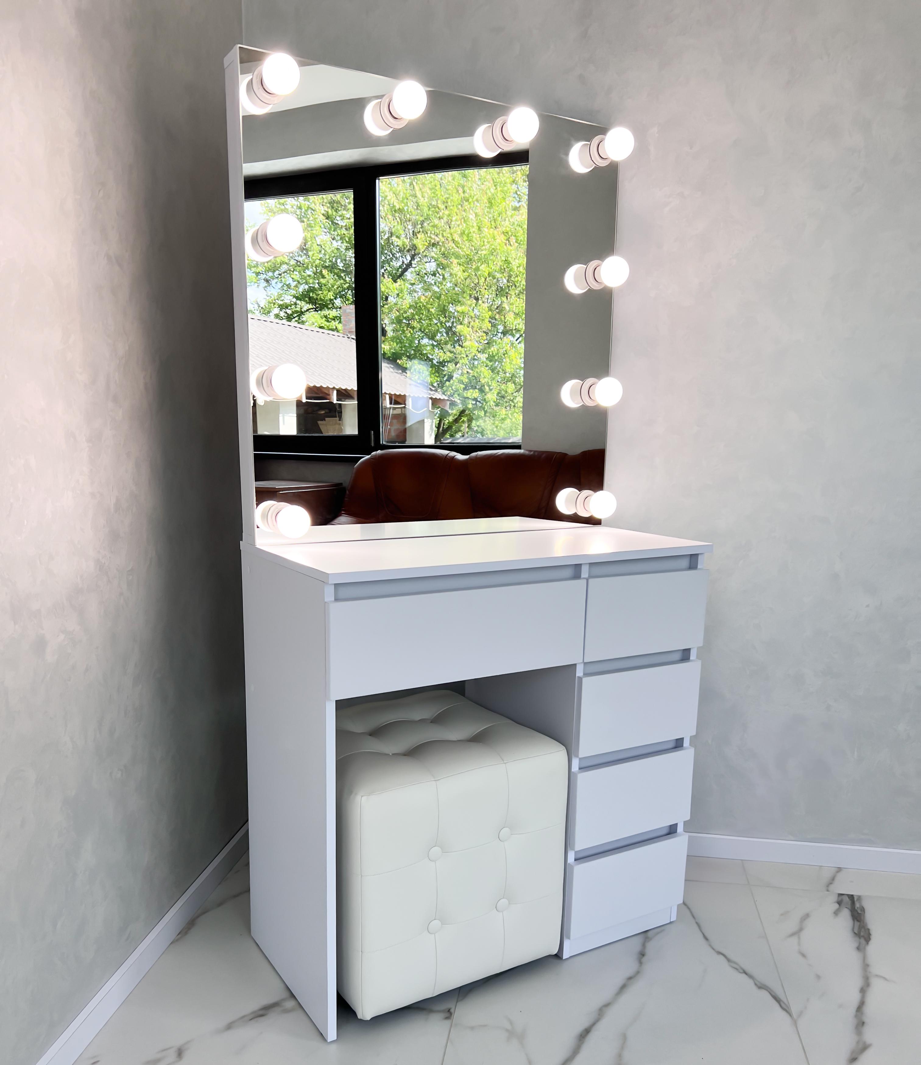 Туалетний столик із лампочками ST5PB 800x400x1600 мм Білий