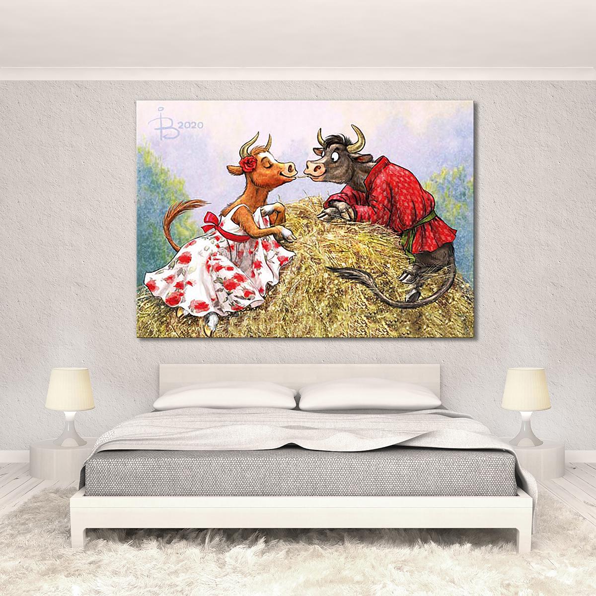 Модульная картина Любовь на сеновале 1 модуль 50x75 см