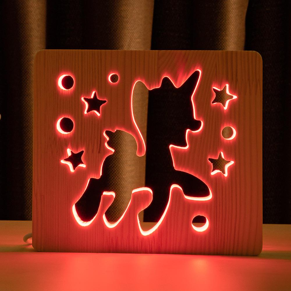 Ночник из дерева ArtEco Light LED RGB Пони-единорог с пультом (1020391)