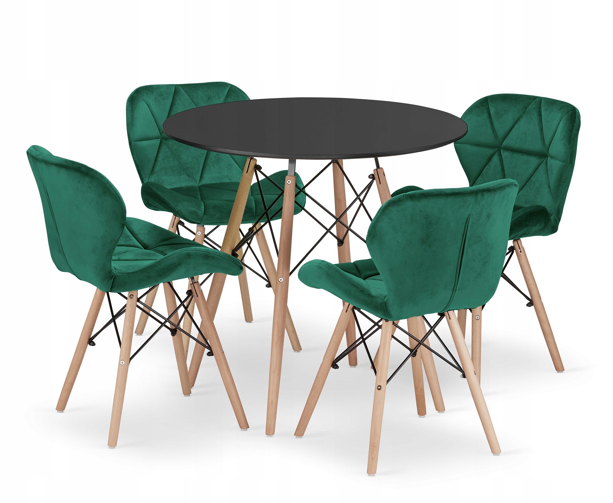 Комплект мебели JUMI Scandinavian Design Velvet стол и стулья Green-4