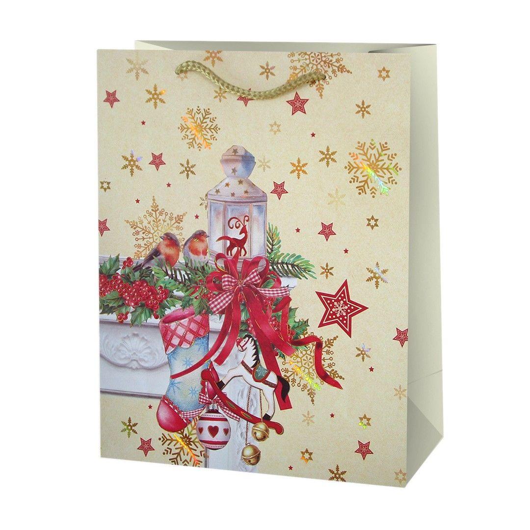 Пакет новогодний бумажный S Christmas motif 18х23х8 см (R33021-S) Пакет новогодний бумажный S Christmas motif 18х23х8 см (R33021-S)
