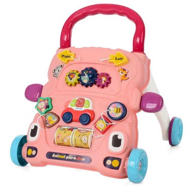 Каталка ходунки для дівчинки світло/звук/сортер/тріскачка/тріскачка Рожевий (6003 6004)
