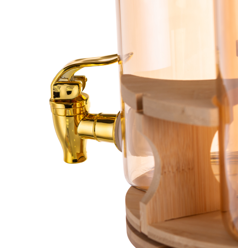 Диспенсер для напоїв потрійний на бамбуковій підставці 5,5 л - фото 4