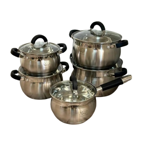 Набор кастрюль German Family GF-2046 из нержавеющей стали 10 предметов Серебристый