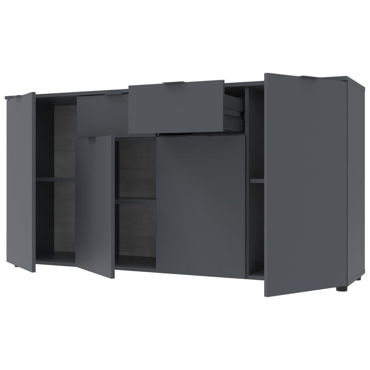 Комод в гостиную Doros Рон 7 160х38х81 см Графитный (DRS-011305) - фото 2 Комод в гостиную Doros Рон 7 160х38х81 см Графитный (DRS-011305) - фото 2