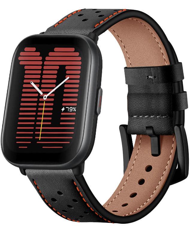 Ремешок кожаный Classico для Amazfit Active Black Orange (38393-54)