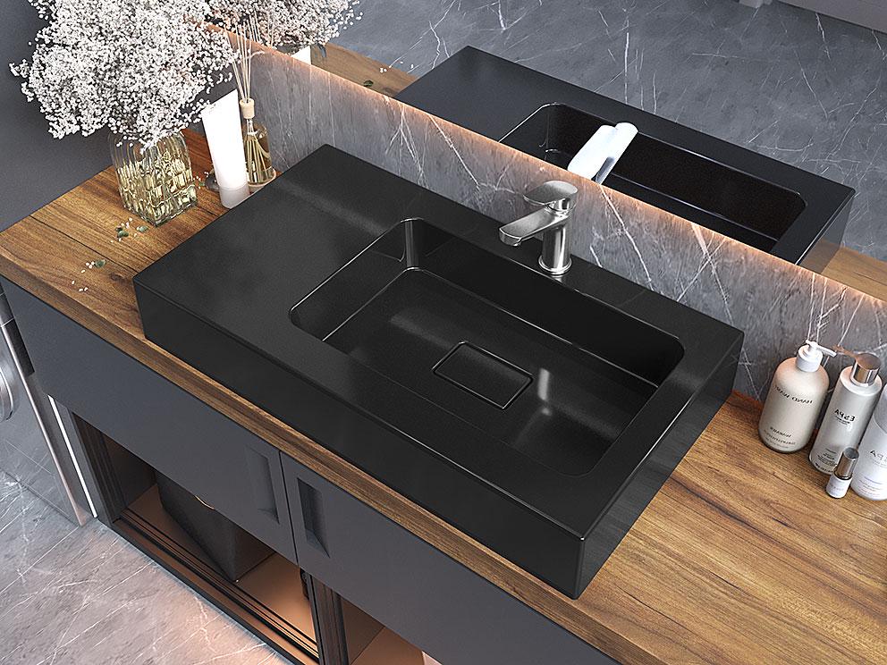 Умывальник накладной Luxor Royal 80 L Black (702)