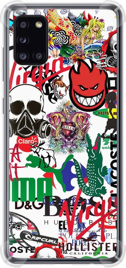 Чехол на Samsung Galaxy A31 A315F Many different logos (4022sp-1908-42517)